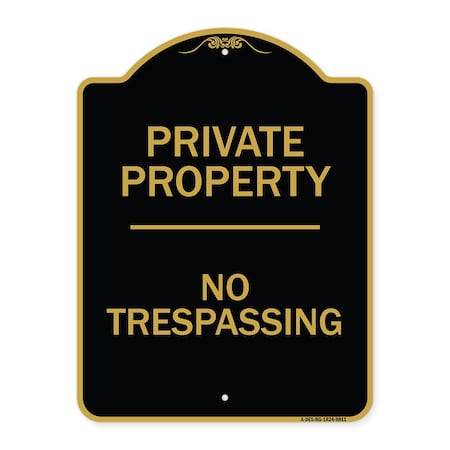 Signmission Designer Series Sign-No Trespassing, Black & Gold Heavy-Gauge Aluminum, 24" H, BG-1824-9811 A-DES-BG-1824-9811